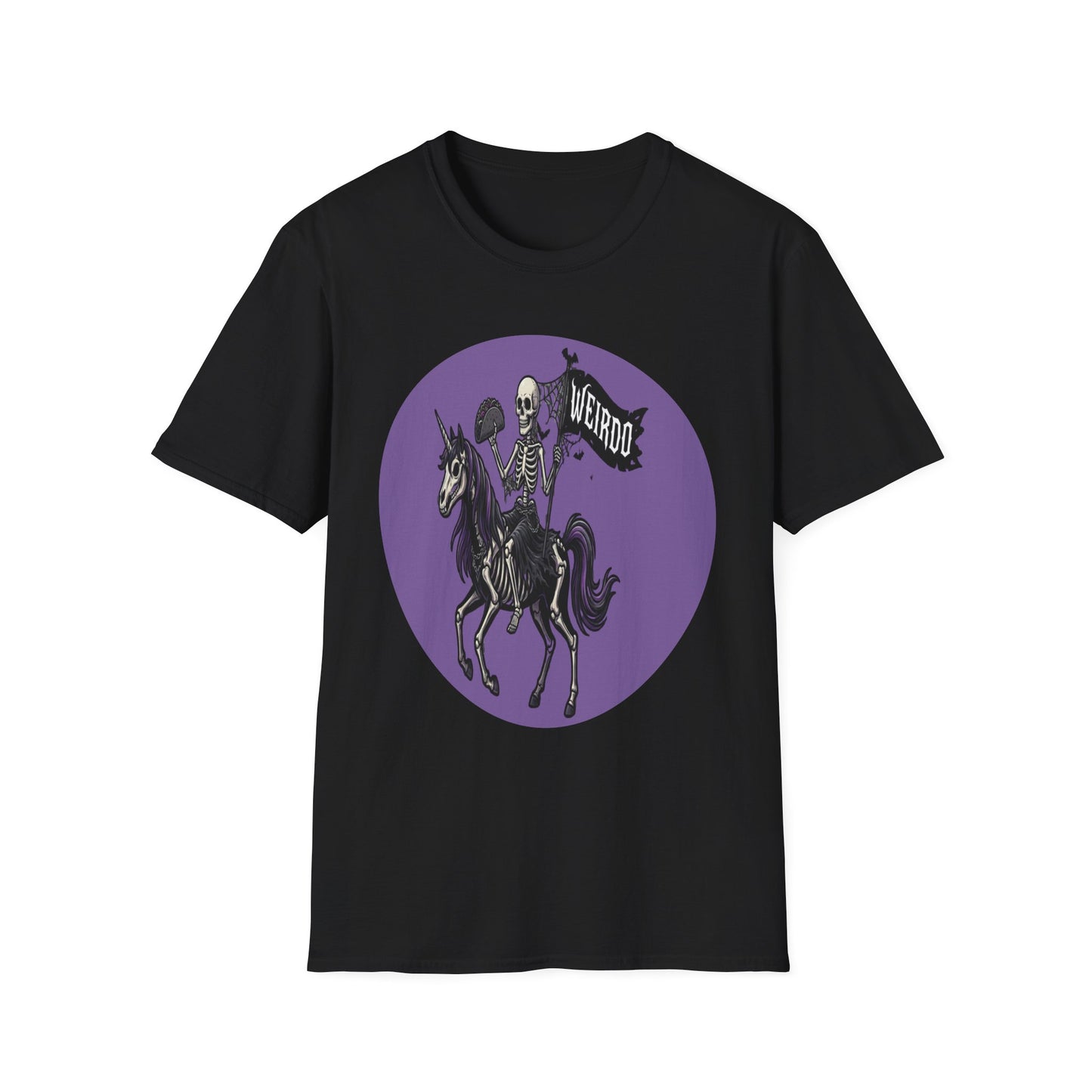 Weirdo Skeleton Riding Unicorn T‑Shirt