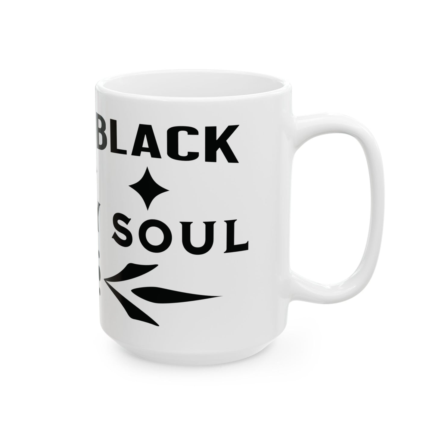 Black Like my Soul Coffee Lovers Ceramic Mug | Funny Gift for Coffee Addicts, Kitchen Decor, 15oz Size, Office Merchandise, Unique Gift