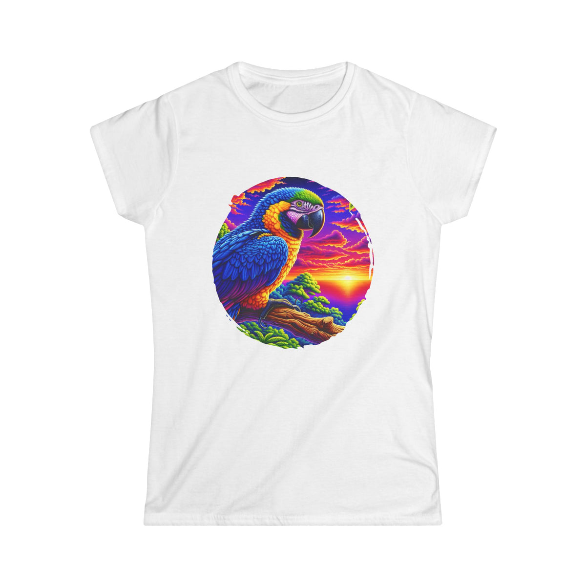 Colorful Parrot Women's Tee, Tropical Shirt, Bird Lover's Fashion