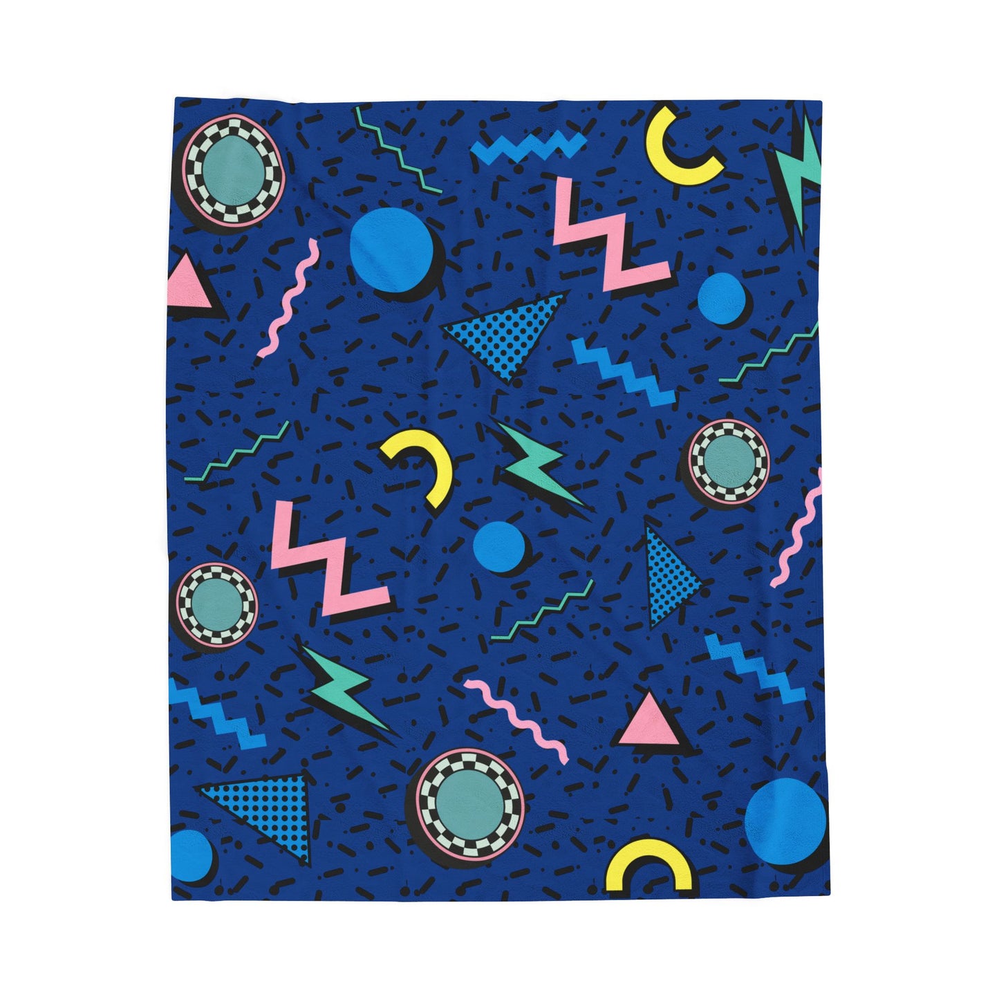 Blue Vibrant Retro Pattern Blanket, Cozy Throw, Home Decor, Bedroom Accent, Casual Comfort, Indoor Use