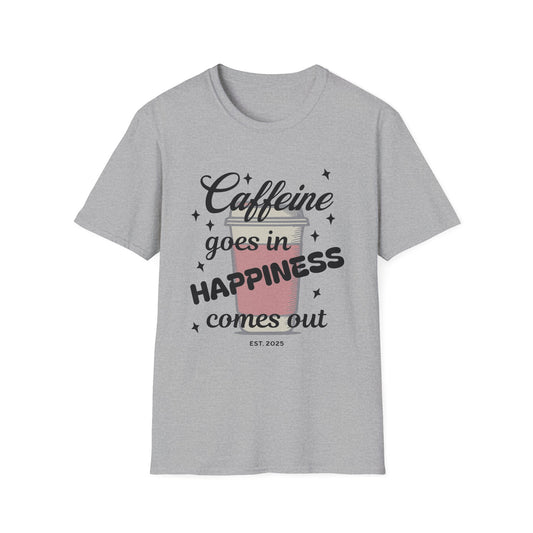 Caffeine & Happiness T-Shirt, Funny Coffee Lover Tee, Unisex Gift, 2022 Birthday Present, Casual Daily Wear