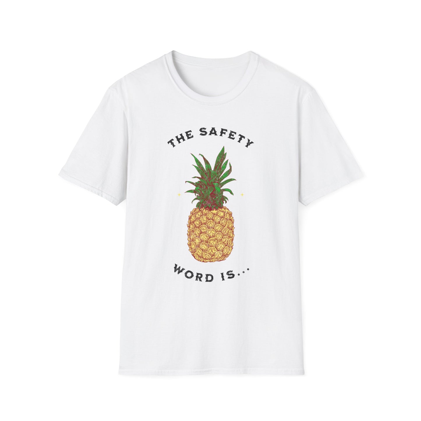 Pineapple Safety Word Tee, Unisex Softstyle T-Shirt, Fun Graphic Shirt, Gifts for Friends, Casual Wear