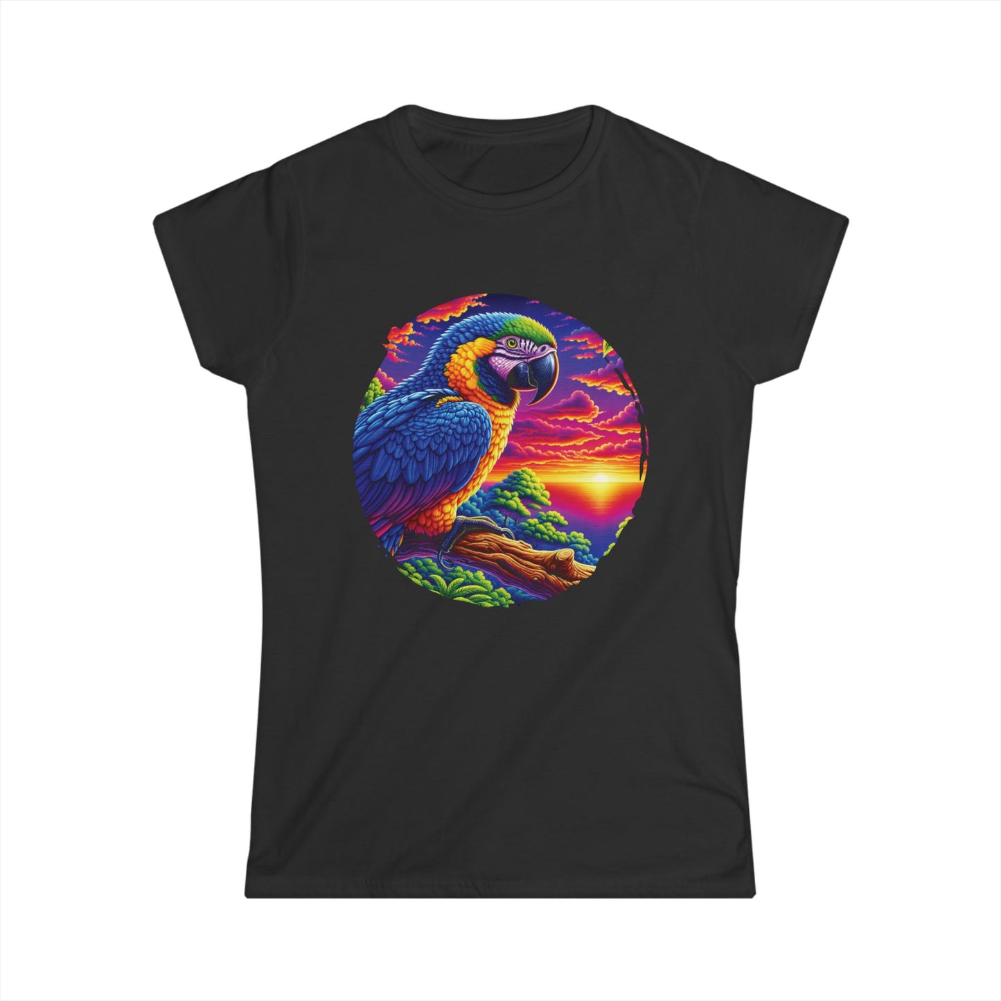 Colorful Parrot Women's Tee, Tropical Shirt, Bird Lover's Fashion