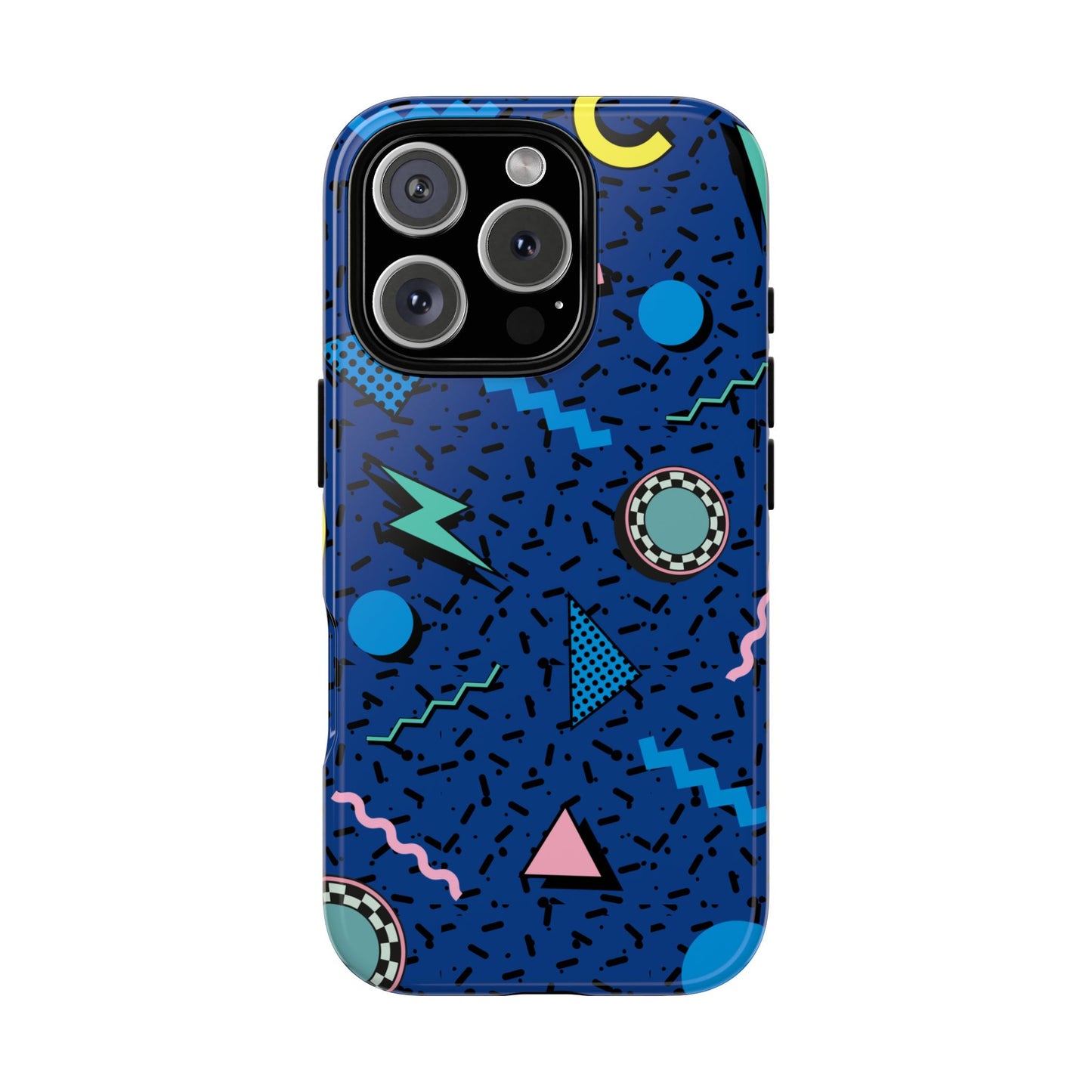 Blue Colorful Retro Phone Case, Tough On-the-Go Accessory, Unique Gift for Teenagers, Fun Pop Culture Aesthetic, Vibrant Phone Protection