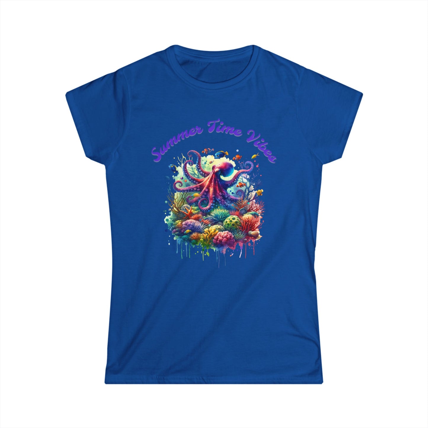 Women's 'Summer Time Vibes' Octopus  Graphic T-Shirt