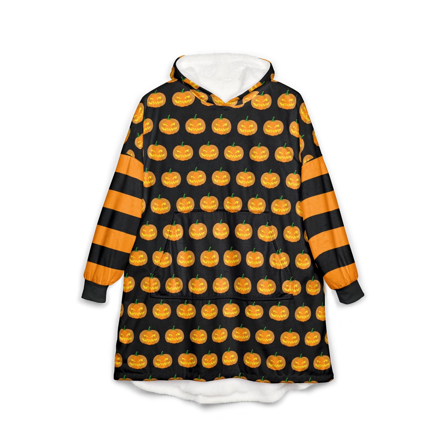 Cozy Pumpkin Unisex Hooded Blanket - Perfect for Halloween, Indoor Comfort, Movie Nights, Fall Gatherings, Trick-or-Treating