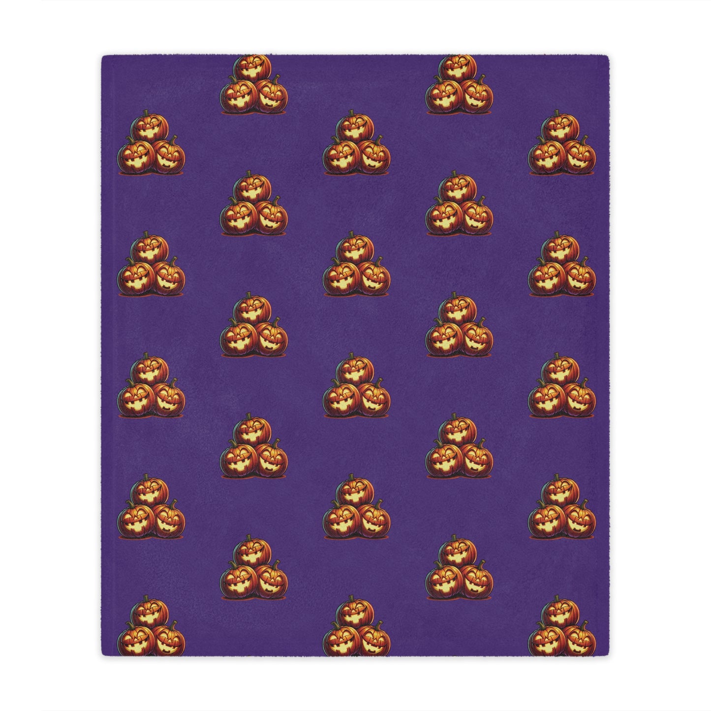 Cozy Minky Blanket with Halloween Pumpkin Pattern, Gifts, Holiday Comfort 50" X 60"