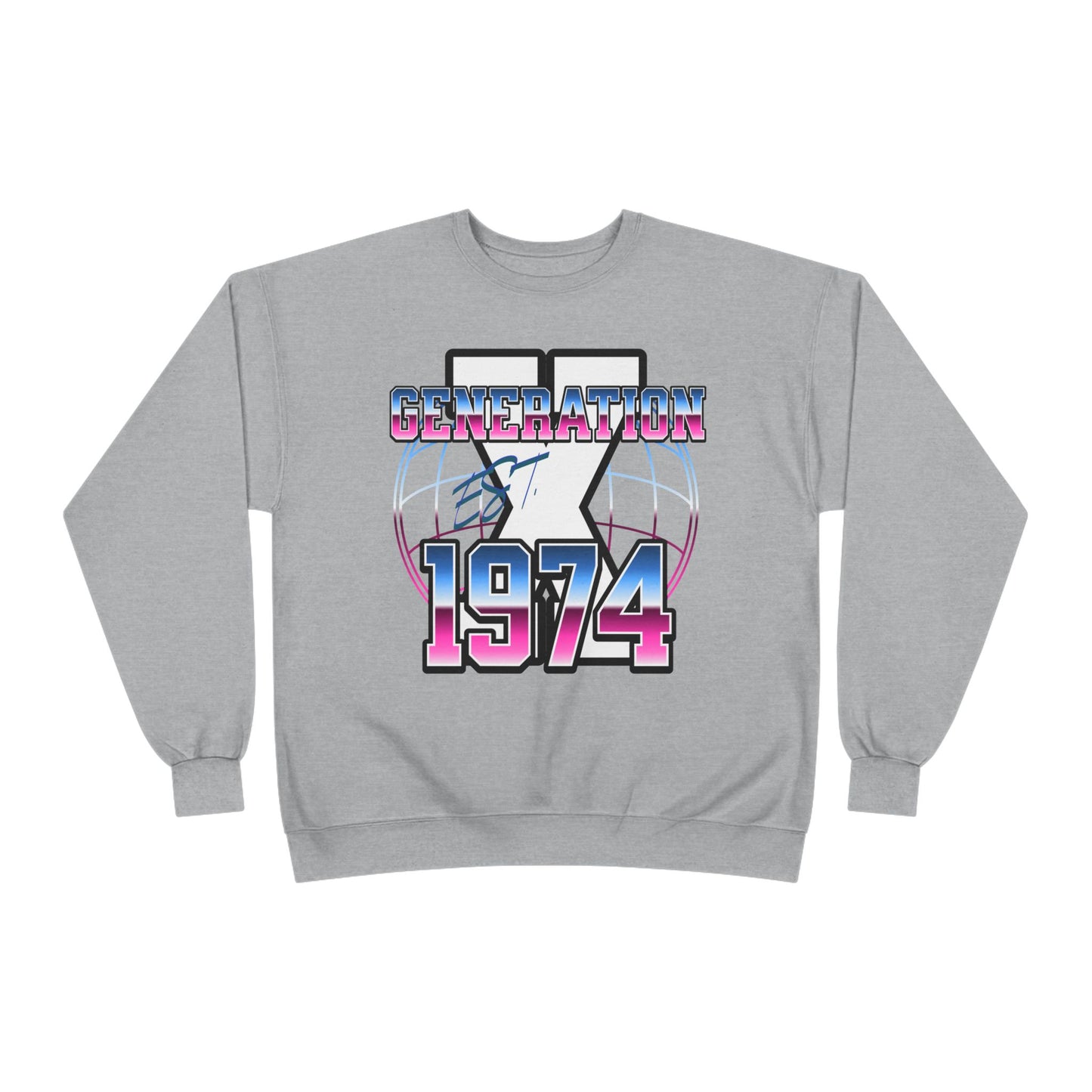 Retro 1974 Generation Eco Crewneck Sweatshirt, Unisex Pullover, Vintage Inspired, Gift for Birthdays, Casual Wear, Nostalgic Apparel