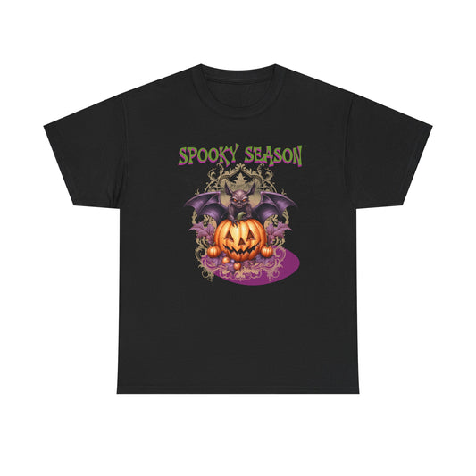 Halloween Graphic Tee, Spooky Bat Season T-Shirt, Unisex Cotton Shirt, Halloween Costume Top, Autumn Apparel, Fall Fashion