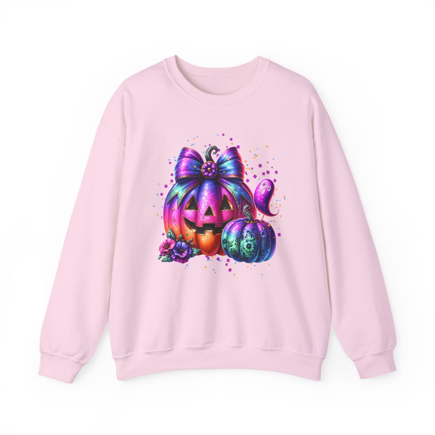 Colorful Pumpkin Sweatshirt for Fall, Halloween Apparel, Cozy Crewneck, Autumn Fashion, Seasonal Gift