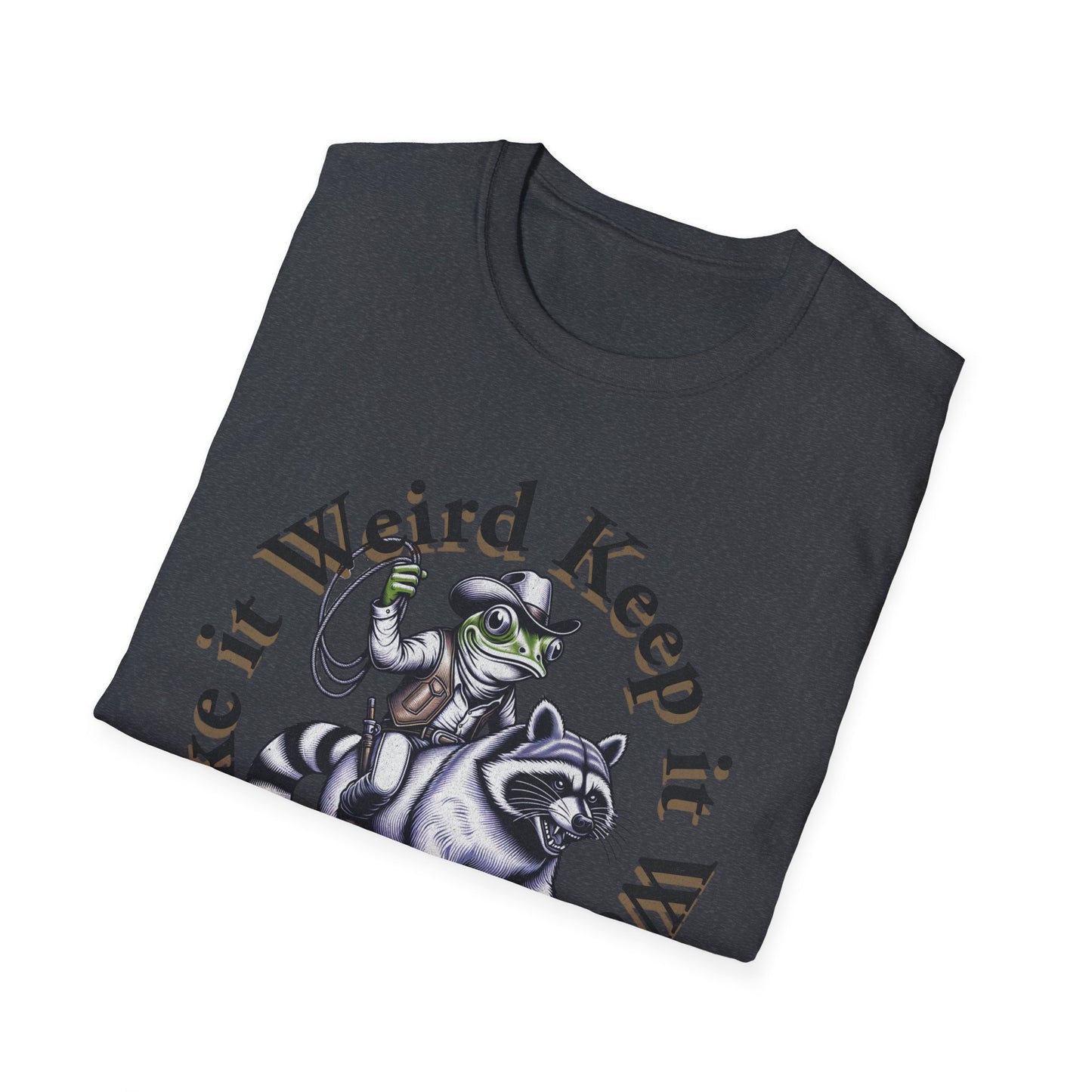 Whimsical Raccoon Tee: Make It Weird | Unisex Softstyle T-Shirt, Casual Everyday Wear, Gift for Animal Lovers, Unique Style, Funny Shirt