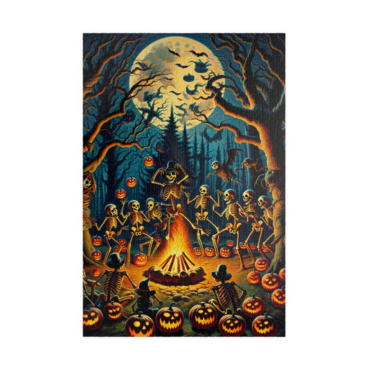 Spooky Halloween Puzzle - Skeleton Campfire Scene, 1014-piece, Perfect for Fall Nights, Fun Family Activity, Halloween