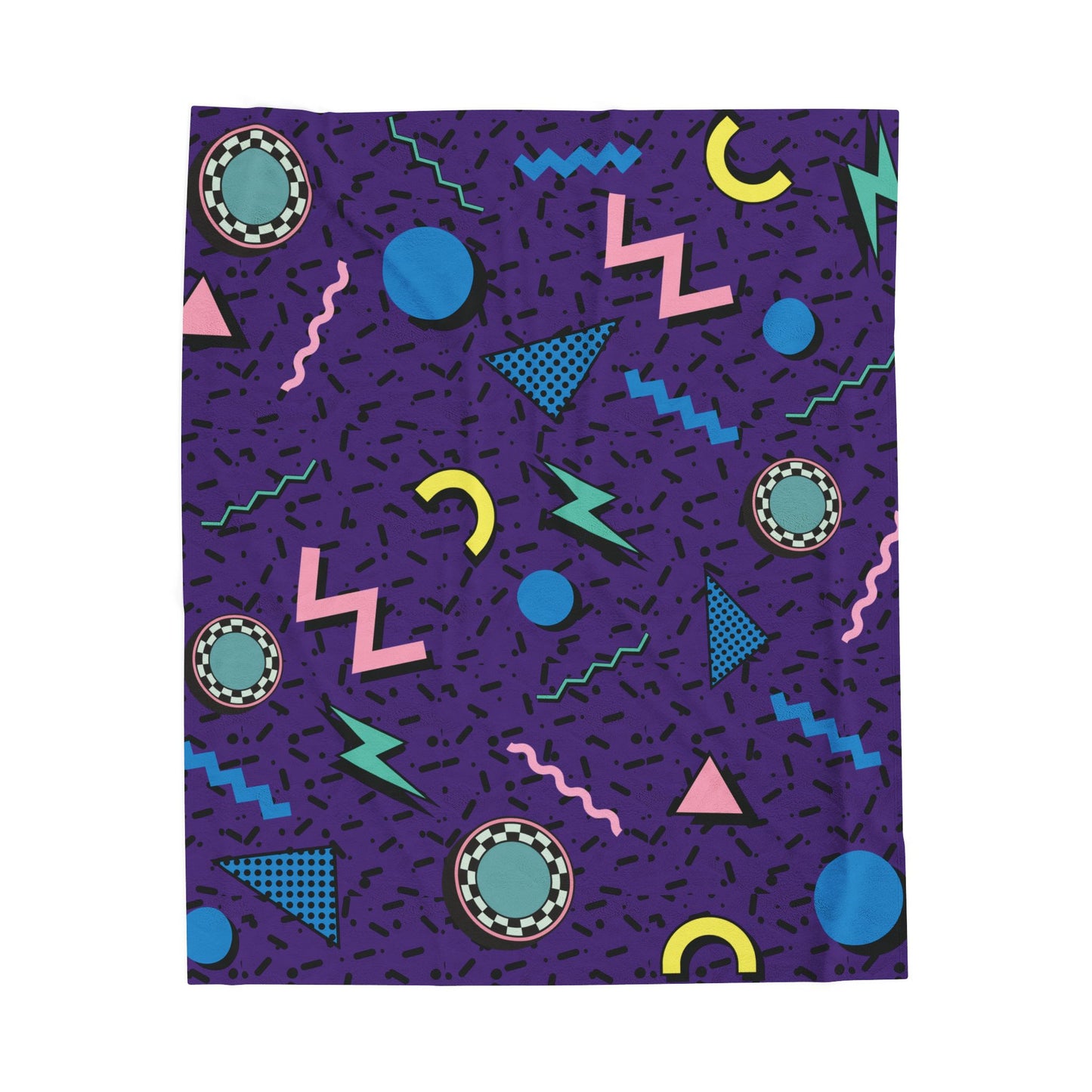 Purple 80s Retro Plush Blanket, Cozy Throw for Living Room Decor, Fun Gift for Birthdays, Kids Room Accent, Vibrant Fleece Blanket