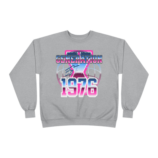 Retro Generation Crewneck Sweatshirt - Vintage 1976 Tee, Eco-Friendly Apparel, Unisex Fashion, Gift for Nostalgia Lovers, 80s Retro Style