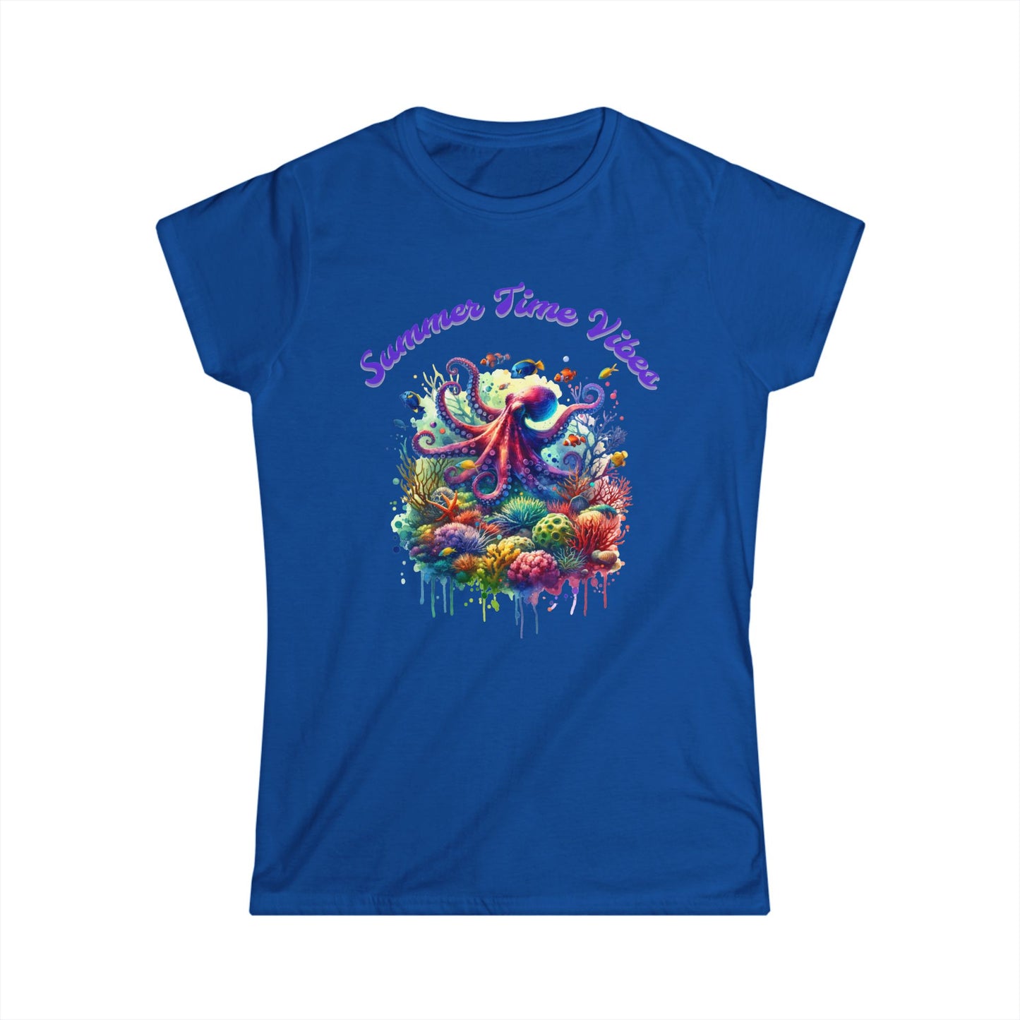 Women's 'Summer Time Vibes' Octopus  Graphic T-Shirt